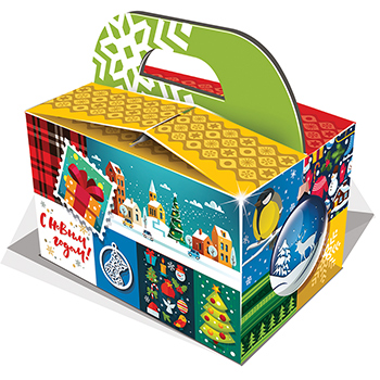 Мозайка - сладкий новогодний подарок в упаковке из картона.