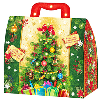 Портфель - сладкий новогодний подарок в упаковке из картона.