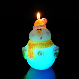 Свеча новогодняя Снеговик (мигающая)
