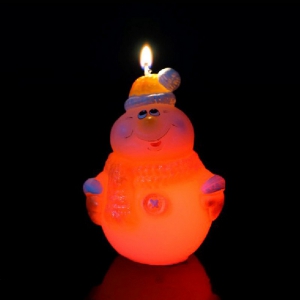 Свеча новогодняя Снеговик (мигающая)