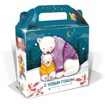 Мишки - картонная новогодняя упаковка