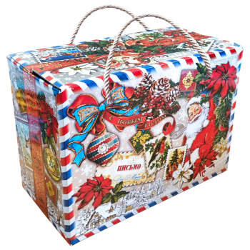 Подарок Сияние - набор из кондитерских изделий в красочной новогодней упаковке из картона